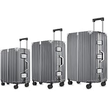 3-Piece Zipperless Luggage Set 20/24/28 Inch, Airline Approved Carry-On 22x14x9, 9H Scratch-Proof PC Hardshell, Aluminum Frame, 360 Spinner Wheels, Checked Suitcases, Gray