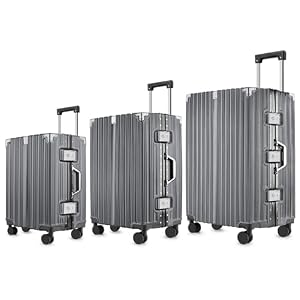 SIATELOO SIATELOO 3-teiliges Gepäck-Set mit Reißverschluss, 50,8 cm / 61 cm / 71,1 cm, von Fluggesellschaften zugelassenes Handgepäck, 55,9 x 35,6 x 22,9 cm, 9H kratzfeste PC-Hartschale, Aluminiumrahmen, 360° SIATELOO SIATELOO 3-teiliges Gepäck-Set mit Reißverschluss, 50,8 cm / 61 cm / 71,1 cm, von Fluggesellschaften zugelassenes Handgepäck, 55,9 x 35,6 x 22,9 cm, 9H kratzfeste PC-Hartschale, Aluminiumrahmen, 360°