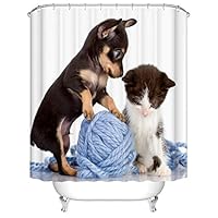 FANSU Rideau De Douche Tissu Lavable, Polyester Rideaux De Salle De Bain Facile à Nettoyer Avec 12 Crochets Résistant à L'eau Anti-moisissure Décor À La Maison Accessoires (Tentacules,90x180cm