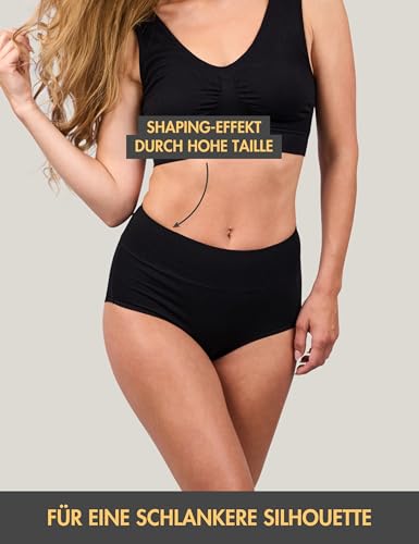 Basic Treasure 4er Pack Bauchweg Unterhose Damen, High Waist Shapewear Briefs, Figurformende Unterwäsche, Shapewear, Miederhose Damen-Unterhosen, L, Schwarz