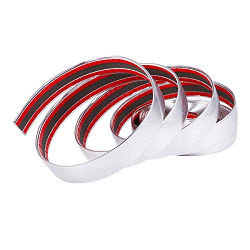Partol Chrome Moulding Trim Strip Car Door Edge Guard Protector DIY PVC Silver Line Window Bumper Grille Automotive Interior Exterior Decor (5m x 25mm, 16.4ft x 1