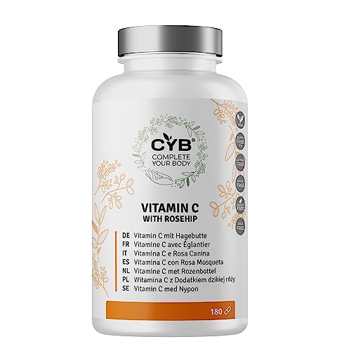 CYB | Vitamina C 500mg Rosa Mosqueta en Polvo 30mg - Canela - 180 Comprimidos 6 Meses de Suministro - Suplemento Vegano Diario - Nutrientes y Vitaminas Esenciales - Sin Gluten ni Lactosa