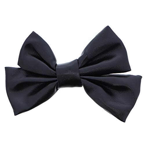 Nœud pour cheveux volumineux 12 cm noir brillant avec attache antiglisse pour les vacances