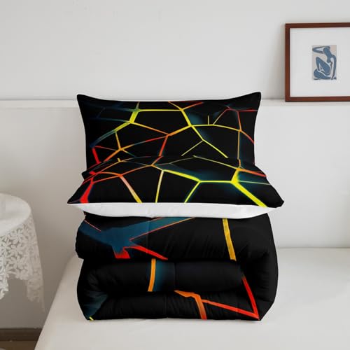 Image of Feelyou Honeycomb Comforter Set Yellow Stereoscopic Honeycomb Comforter for Kids Boys Girls y2k Hexagonal Bedding Set Beehive Hexagon Duvet Set Simplistic Room Decor Quilt Twin Size Boys