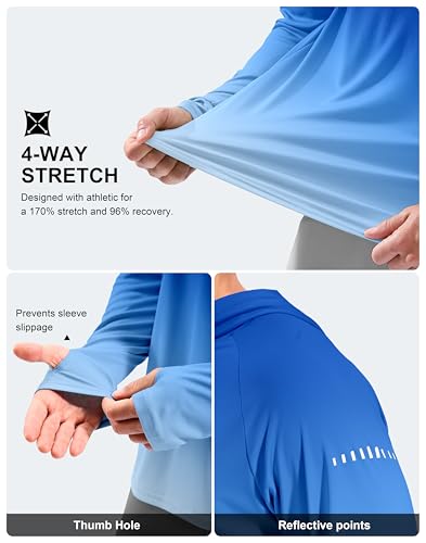 Image of Men's Sun Protection Hoodie Shirts Long Sleeve UPF 50+ Swim Shirts for Men Rash Guard Fishing Shirt Quick Dry