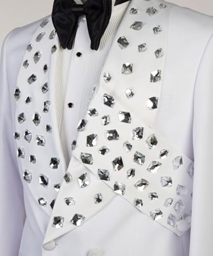 Luxury Tuxedo Jackets for Men with Rheinstones Slim Satin Shawl Lapel Dress Blazers for Wedding,Party,Prom,Dinner4