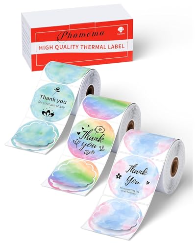 Phomemo 3 Rollen M110 M120 M200 M220 M221 Etiketten 50 mm x 50 mm Thermoetiketten Blumen Farbverlauf Etiketten für DIY Design Preis Name Adresse Logo