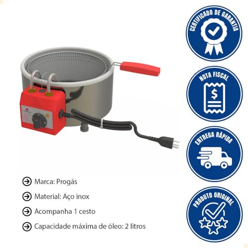 Progás, P29585, Tacho Fritadeira Elétrica Profissional Progas 3L em Aço Inox 127V - Imagem 2