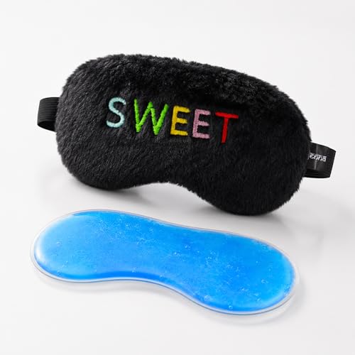 Image of Jenna Sleeping Eye Mask for Sleeping for Women Sleep Mask Blind Fold Eye Cover for Sleep Soft Plush Frog Eye Mask for Kids and Adults Eyemask Lightweight & Durable (FurSweetBlack-Gel)
