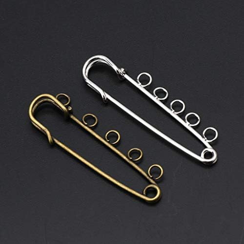 Vxhohdoxs 10 Pcs Silver Bronze DIY Brooches 5 Holes Safety Pins Brooches Jewelry Findings