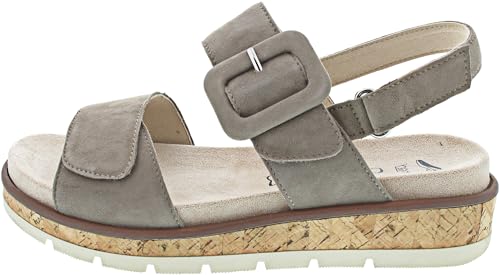 CAPRICE Sandali bassi da donna in pelle con plateau, Marrone (Taupe Suede), 37 EU