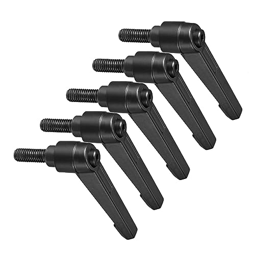 Image of Clamping Lever Handles, M8 x 16mm Male Thread, Adjustable Quick Release Locking Rotating Bolt Knobs Black - (Applications: for Lathe Machinery), 5-Pieces