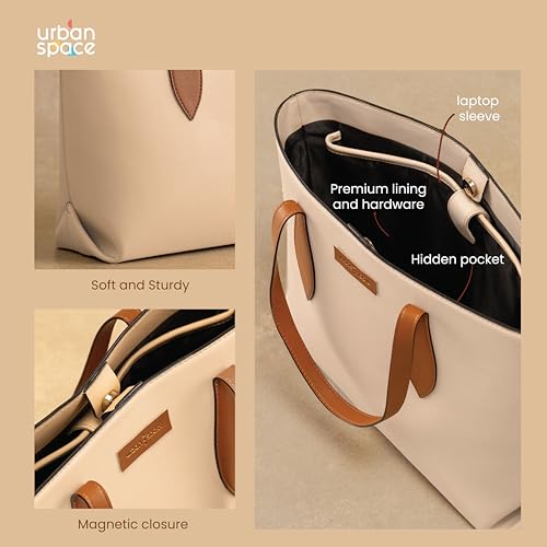 Image of Urban Space Women Tote Bag with Laptop compartment, Handbag for Work, Ladies purse, Stylish Shoulder Bag, Laptop ipad Tote Bags For Office Use, Gift for Women
