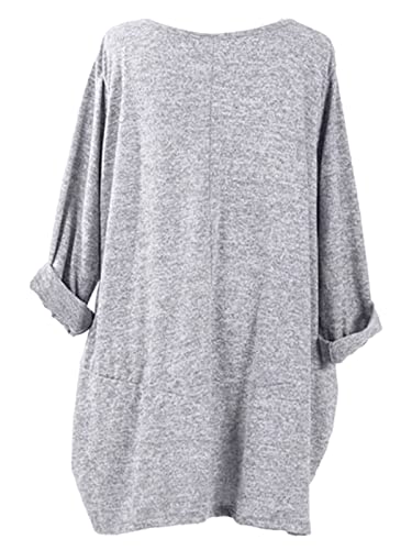 Zanzea Women's Batwing Sleeve Off Shoulder Loose Oversized Baggy Tops Pullover Casual Blouse T-Shirt Grey Small #TOP4