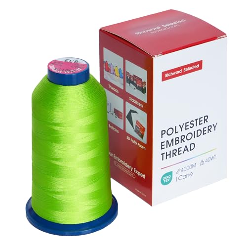 Image of Poolin Polyester Machine Embroidery Thread 4000M 40WT Neon Yellow Green 0832