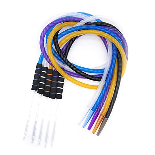 5Pcs Hookah Hose Disposable Shisha Hose 72'' Pipe With Glass Mouthpiece Foam Handle 5 Color Washable Durable Hookah Accessories (5) #TOP2
