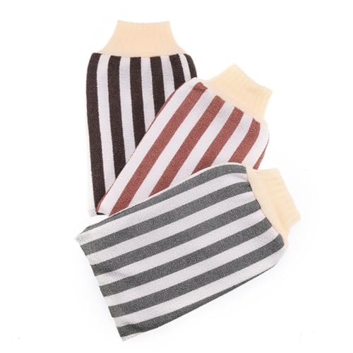 PRETYZOOM Guantes Exfoliantes de Algodón y Yute para Ducha y Baño, 3 Piezas, Doble Cara, Exfoliación Corporal Efectiva para Hombres y Mujeres