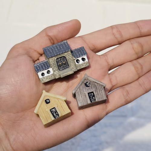 Image of Miniature House Set of 3 Resin Fairy Garden Decor Dollhouse Accessories for Mini Garden Terrarium Bonsai Gifting Home Decor