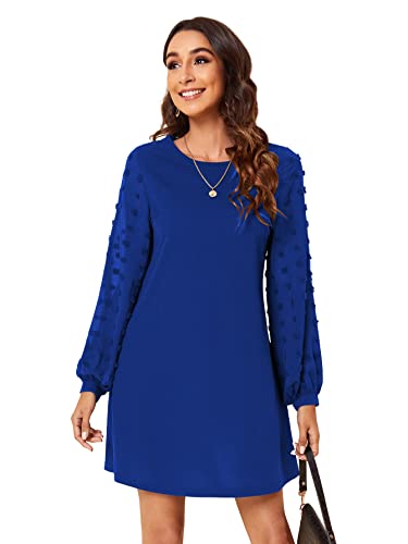 Image of SweatyRocks Women's Elegant Mesh Contrast Long Sleeve A Line Mini Short Dress