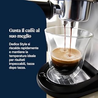 De’Longhi Dedica Style – Perfetto Macchina da Caffè Espresso, Compatibile con Cialde ESE, Montalatte Manuale per Cappuccino, Pannello di Controllo con Pulsanti, Larghezza 15 cm, Argento (EC685.M)