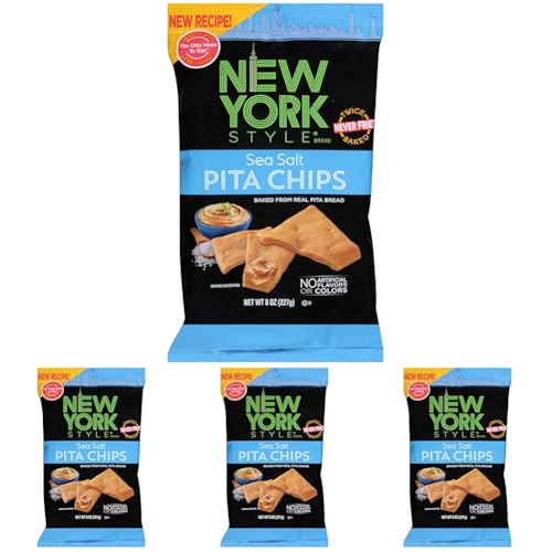 New York Style Pita Chips, Sea Salt, 8 Ounce (Pack of 4)