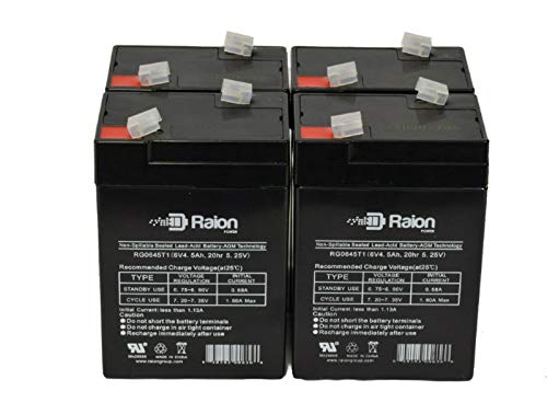 Raion Power RG0645T1 6V 4.5Ah Replacement Emergency Light SLA Battery for McPhilben/Daybright BL930007-4 Pack