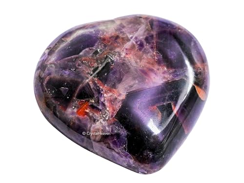 Image of Certified Dreamy Amethyst Crystal Heart Palm Pebbles Stones for Anxiety Stress Relief Massage - AAA Grade Original Healing Gemstone Agate Heart Palm Stone for Yoga Meditation Spiritual