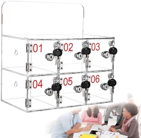 Wall-Mounted Clear Acrylic Cell Phone Storage Locker - Secure Office & School Phone Cabinet with Keys - Ideal for Organizing Personal Devices