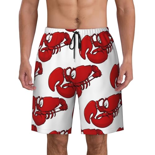 Red Lobster Print Print Men's Beach Pants Lightweight Quick-Dry Swim Pants with Mesh Lining for Men