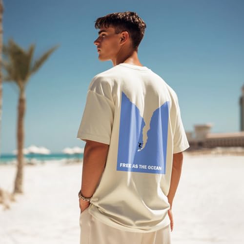 Image of Nobero Men's Oversized Graphic T-Shirt for Men | Soft Cotton | Drop Shoulder Relaxed Fit | Printed Casual Tshirt for Men