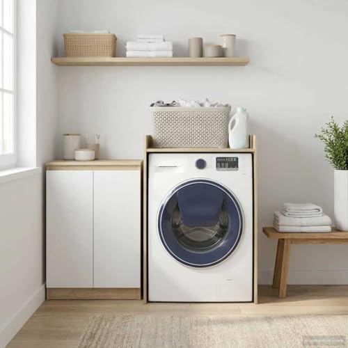 Mokuyary - Armario para lavadora Sonoma (67,5 x 62 x 97 cm, armario, lavadora, mueble para lavadora y secadora, mueble de almacenamiento encima del inodoro, estante para cuarto de baño