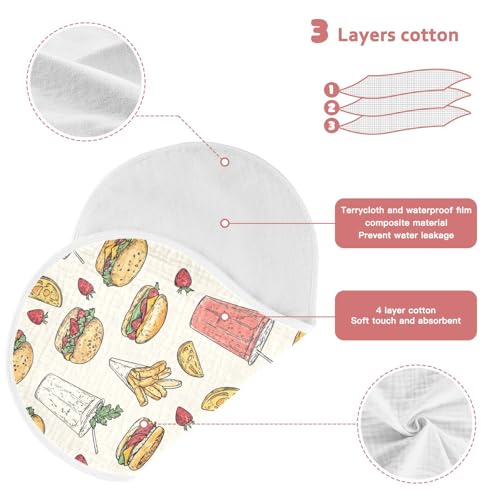 vvfelixl Sketchy Hamburger Juice Burp Cloths for Baby Boy Girls Baby Washcloths Burp Rags 1 Pack3