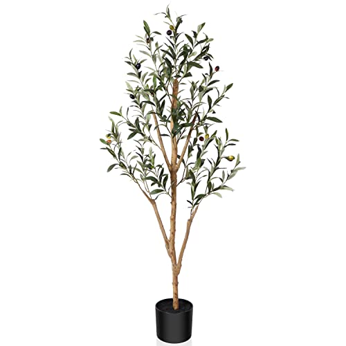 Kazeila Plantas Artificiales Decorativas 120cm Planta Olivo Artificial Grande Realista Arbol Artificial de Decoración Interior del Hogar Casa Oficina(1PACK) Cover