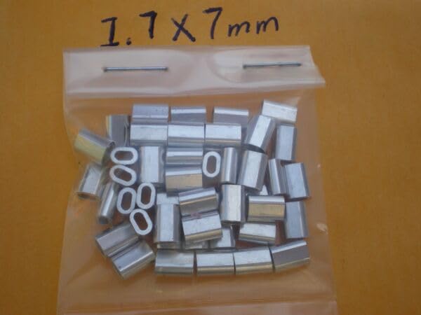 200 PCS. WIRE LEADER OVAL ALUMINUM CRIMP SLEEVES 250 LBS. TEST 1.7X7MM .067 ID. for Toothy Critters, Rigging Baits and Lures for Saltwater & Freshwater.…