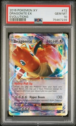 Graded 2016 PKM XY Dragonite ex #72 Evolutions Trading Card Game PSA 10 Gem Mint