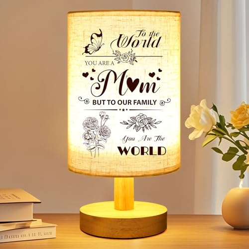 Linkax Birthday Gifts for Mum Nan Mum Birthday Gifts from Son Daughter Kids Table Lamp Bedside Lamp with Fabric Shade Thank You Christmas Presents for Mom Mummy Nana Nanny Grandma Sister Mam