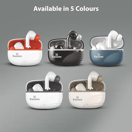 Image of TP TROOPS Advanced 10MM Audio Drivers Wireless Earbuds, 30 Hours Playtime, Sleek & Light Design, All-Day Comfort, White & Grey