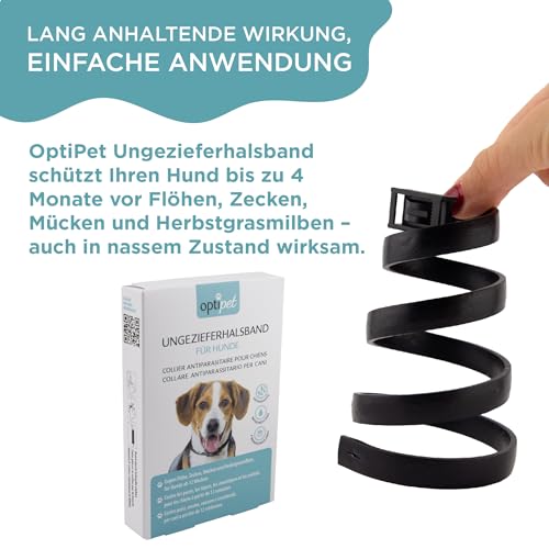 OptiPet 1x Ungeziefer Flohhalsband für Hunde, 4 Monate Schutz, für Hunde ab 12 Wochen gegen Flöhe, Zecken,Mücken, Milben