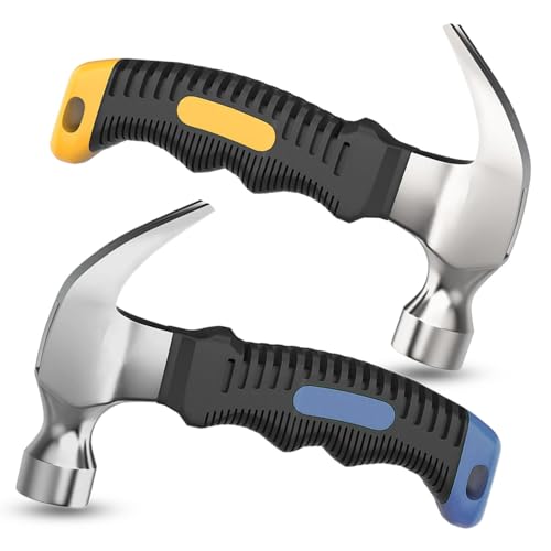 2 PacK Small Claw Hammer Kid Hammer Non-Slip Handle Mini Steel Head Small Hammer for House & DIY (yellow&Blue)