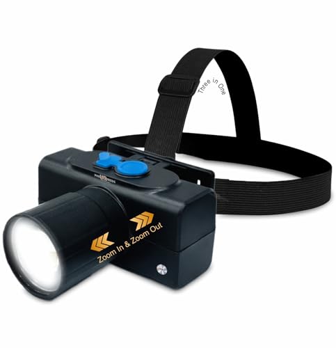 Image of Pick Ur Needs Rechargeable Emergency Headlamp 75 Watt LED Headlight Torch - 800mAh Battery, Adjustable Focus Zoom, 3 Light Modes, 5 Hours Runtime
