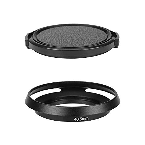 Parasol de objetivo de metal de 40,5 mm y tapa de lente compatible con Sony Alpha A6600 A6400 A6300 A6000 kit E mount lente de 16 50 mm, para Nikon 1 Nikkor 10 30 mm (1+1 paquete)
