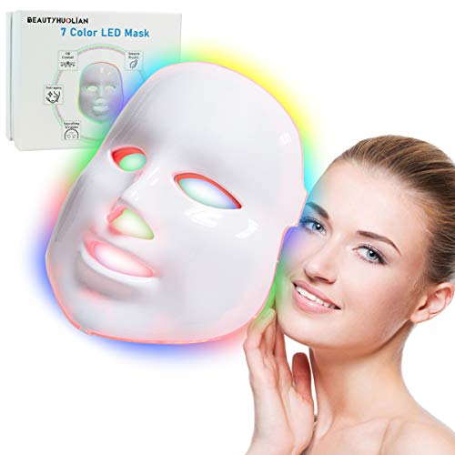 7 Color LED Mask, BeautyHuoLian Light Therapy Skin Rejuvenation 7 Color PDT Photon