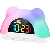 tlidfgeo Kids Alarm Clock, Sunrise Alarm Clock, Toddler Sleep Training Clocks with 11 RGB Color Night Lights, OK to Wake Clocks for Girls Boys Teens, Dimmable Digital Alarms, Child lock, Dual Alarms