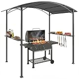 Outsunny Carpa Barbacoa 2,4 x 1,5 m amb 2 Prestatges Ganxos Gris Fosc