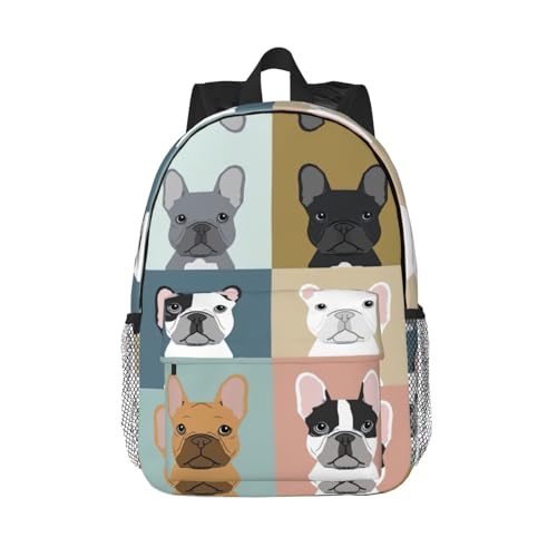 Unkhtt Zaino con stampa bulldog francese, impermeabile, funzionalità, università, lavoro, escursionismo, viaggi, attività all'aria aperta