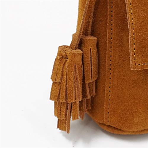 DieffematicDJB Bauchtasche Damen Damen Leder lässig Schultertasche Damen niedlich Casual Wildleder Tassel Fringe Music Festival Messenger Bag