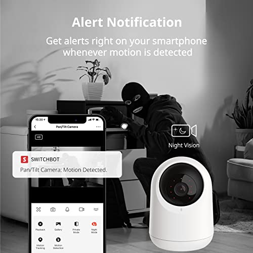 SwitchBot Bewakingscamera, 1080P WiFi camera met 360°/115° gezichtsvelddekking, bewegingsdetectie, bewegingsdetectie, 2… - Image 6