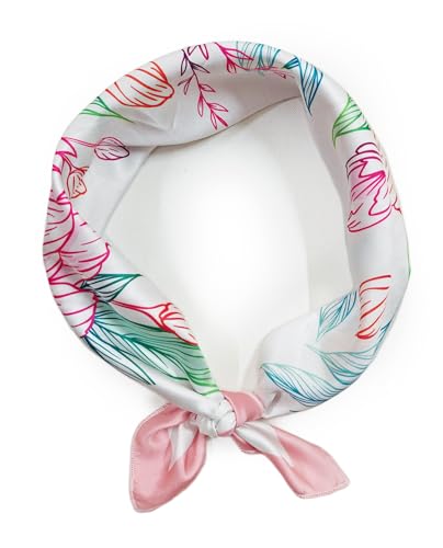 Image of Satin Silk Small Square Scarf for Women, Printed Soft and Comfy Neck Head Tie Scarf Bandana