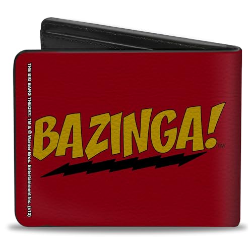 Buckle-Down Men's PU Bifold Wallet-Bazinga Red/Gold/Black, Multicolor, 4.0" x 3.5"2