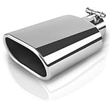 Mupera Universal 2.5 Inch Inlet Square Exhaust Tip, 9' Long Silver Professional Tail Pipe Exhaust Tip with Weld-On, for all 2.5 Inch Outside Diameter Exhaust Tips